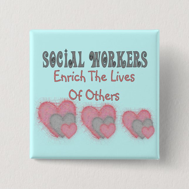 Badge Carré 5 Cm Les cadeaux d'assistant social "enrichissent les (Devant)