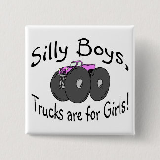 Badge Carré 5 Cm Les camions idiots de garçons sont pour le camion
