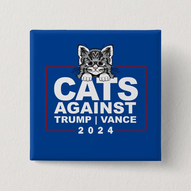 Badge Carré 5 Cm Les chats contre Trump Vance (Devant)
