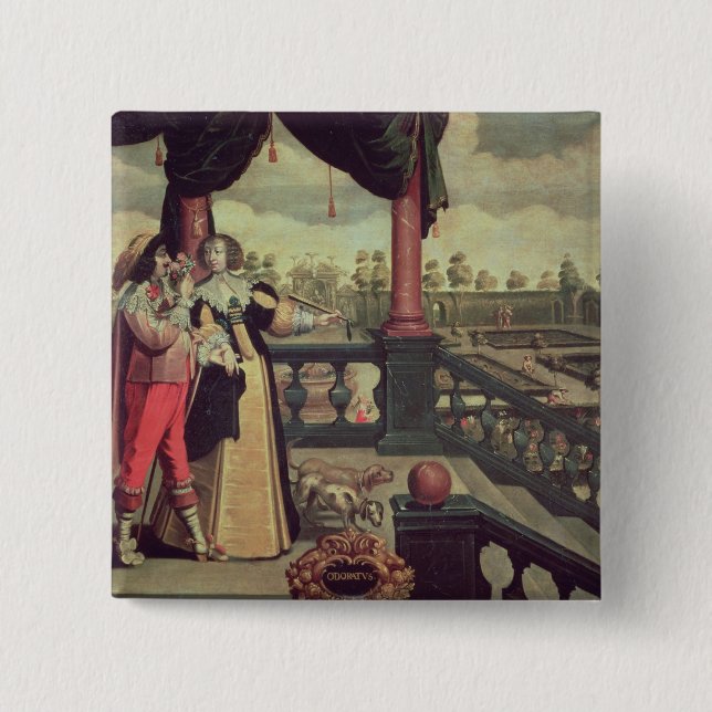 Badge Carré 5 Cm Les cinq sens - odeur (Devant)