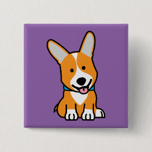 Badge Carré 5 Cm Les Corgis de corgi poursuivent le Pembroke
