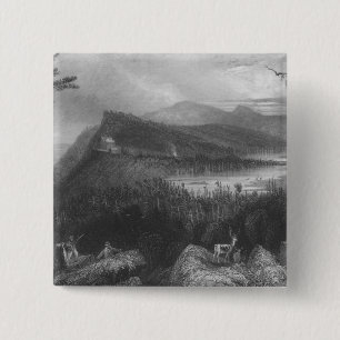 Badge Carré 5 Cm Les deux lacs et la Chambre de montagne