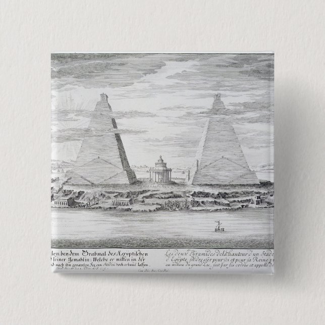Badge Carré 5 Cm Les deux pyramides de Moeris, roi de l'Egypte et (Devant)
