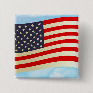 Badge Carré 5 Cm Les étoiles du drapeau américain frappent les trou