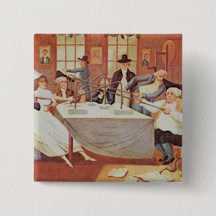 Badge Carré 5 Cm Les expériences de Benjamin Franklin avec