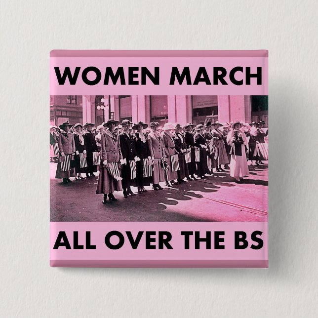 Badge Carré 5 Cm Les femmes mars partout les BS 2 avancent le (Devant)