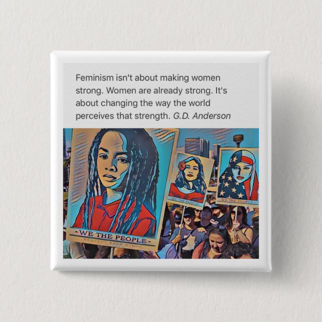 Badge Carré 5 Cm Les femmes sont fortes (Devant)