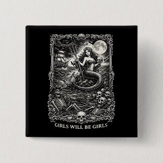 Badge Carré 5 Cm Les filles seront des filles Fu mystique féminin s
