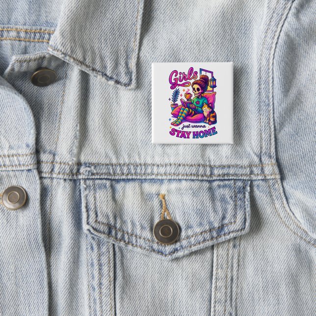 Badge Carré 5 Cm Les Filles Voulaient Juste... (En situation)