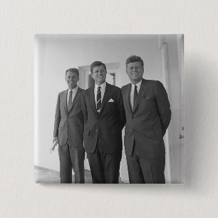 Badge Carré 5 Cm Les frères, le président John Kennedy, Robert et T