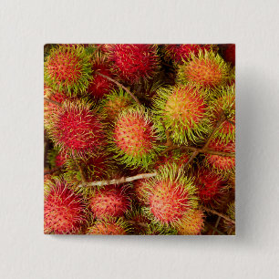 Badge Carré 5 Cm Les fruits du rambutan au marché de Can Duoc