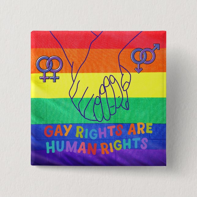 Badge Carré 5 Cm Les gays ont des droits (Devant)