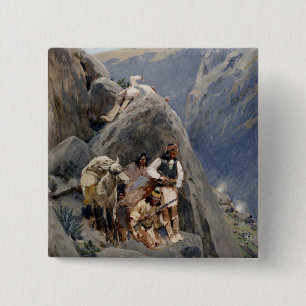 Badge Carré 5 Cm Les guerriers d'Apache : une embuscade sur la cava