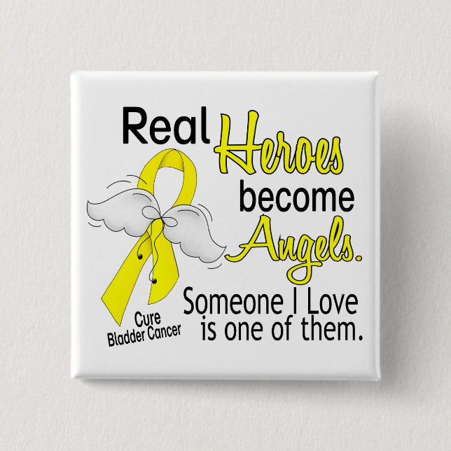 Badge Carré 5 Cm Les héros deviennent cancer de la vessie d'anges (Devant)