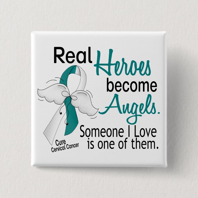 Badge Carré 5 Cm Les héros deviennent cancer du col de l'utérus (Devant)
