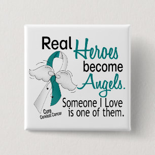 Badge Carré 5 Cm Les héros deviennent cancer du col de l'utérus