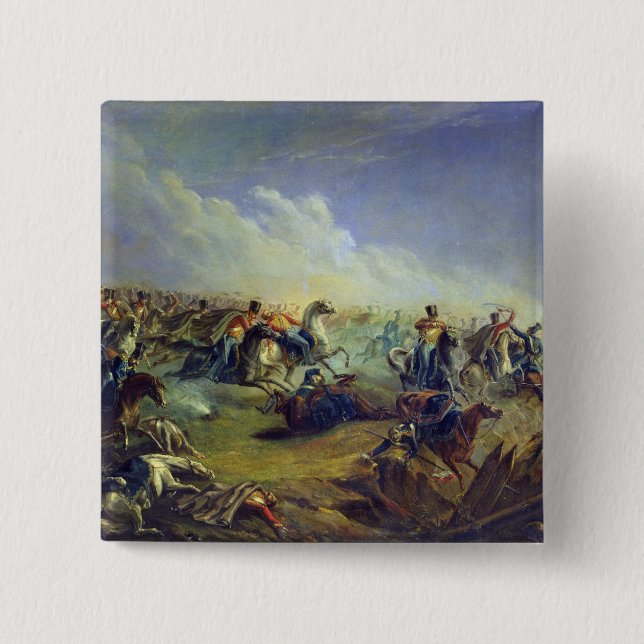 Badge Carré 5 Cm Les hussards de garde attaquant près de Varsovie (Devant)