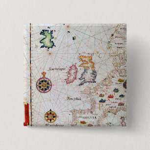 Badge Carré 5 Cm Les îles britanniques, l'Ibérie et l'Afrique du