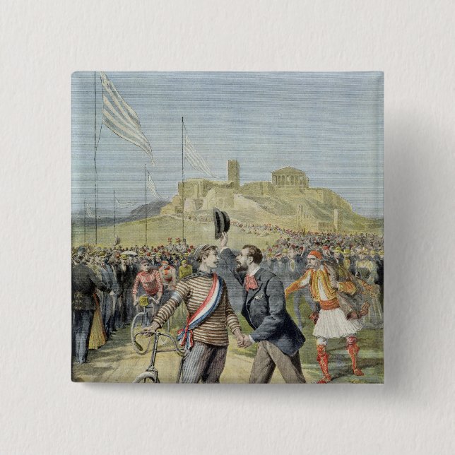 Badge Carré 5 Cm Les Jeux Olympiques à Athènes (Devant)