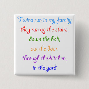 Badge Carré 5 Cm Les jumeaux courent dans ma famille