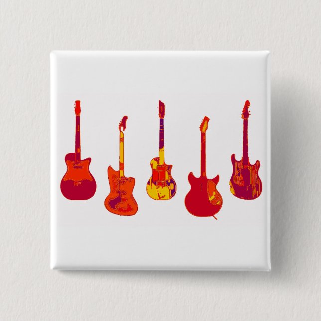 BADGE CARRÉ 5 CM LES LÉGENDES DE GUITARE (Devant)