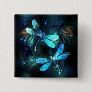 Badge Carré 5 Cm Les libellules du lac