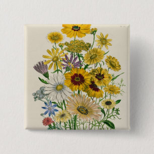 Badge Carré 5 Cm Les marguerites, plaquent 31 "des dames