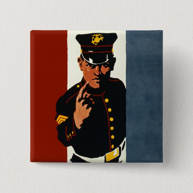 Badge Carré 5 Cm Les Marines des États-Unis vous veulent (Devant)