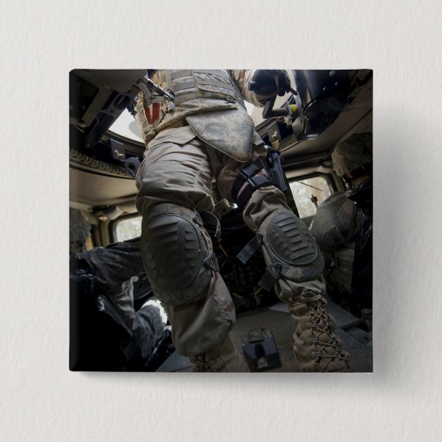 Badge Carré 5 Cm Les marins apprennent les procédures de convoi (Devant)