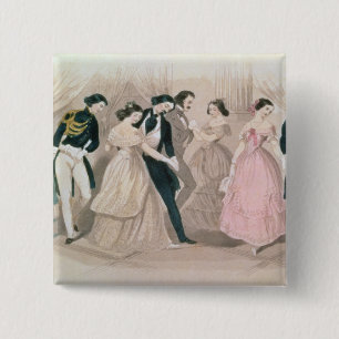 Badge Carré 5 Cm Les modes de polka, de Book de Godey de Madame