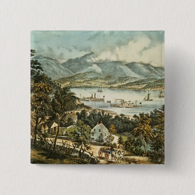 Badge Carré 5 Cm Les montagnes de Catskill (Devant)