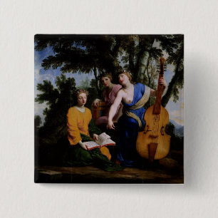 Badge Carré 5 Cm Les Muses Melpomene, Erato et Polymnia, 1652-55