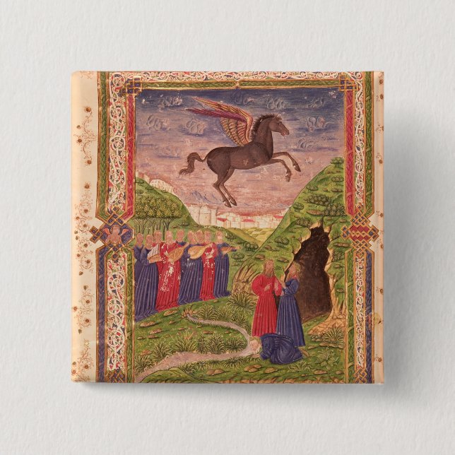 Badge Carré 5 Cm Les neuf Muses jouant des instruments (Devant)