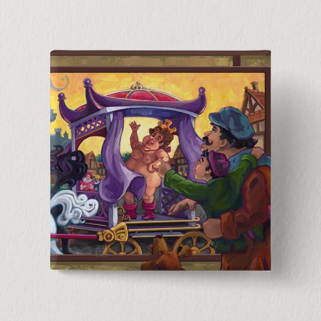 Badge Carré 5 Cm Les nouveaux vêtements de l'empereur (Devant)