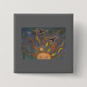 Badge Carré 5 Cm Les nouvelles pensées effectuent le vol