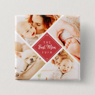 Badge Carré 5 Cm Les photos de Best Maman Ever Modern Custom