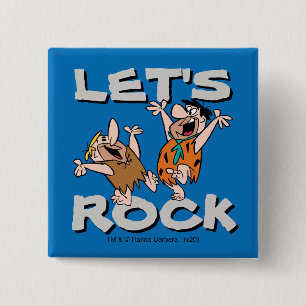 Badge Carré 5 Cm Les Pierrafeu   Fred & Barney - Let's Rock