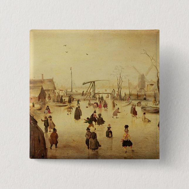 Badge Carré 5 Cm Les plaisirs de l'hiver (Devant)