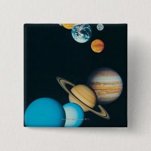 Badge Carré 5 Cm Les planètes