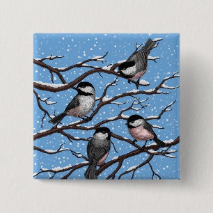 Badge Carré 5 Cm Les poulets en hiver