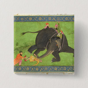 Badge Carré 5 Cm Les préposés secourent un homme tombé d'un ele