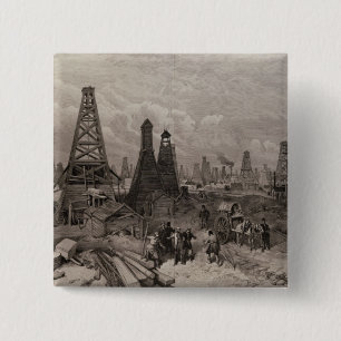 Badge Carré 5 Cm Les puits de pétrole de pétrole à Bakou sur le