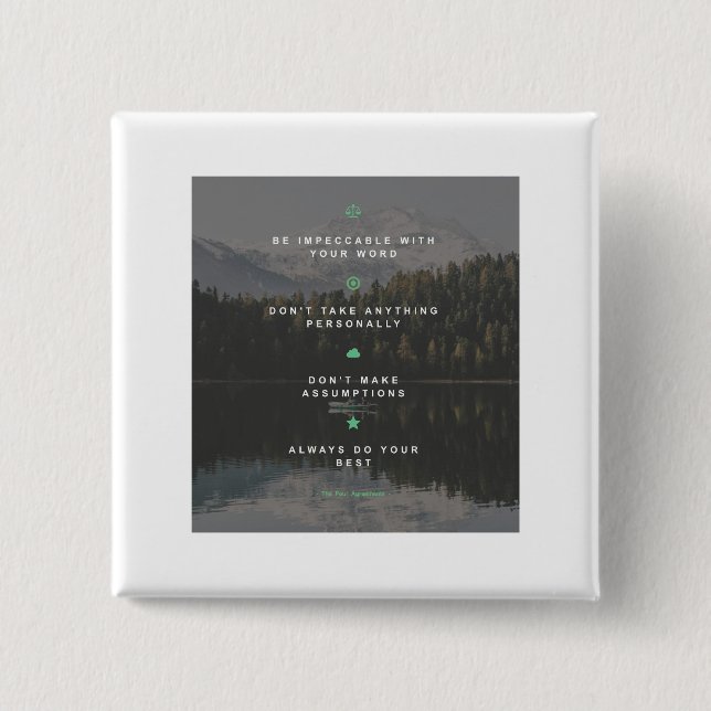 Badge Carré 5 Cm Les Quatre Agreements (Devant)
