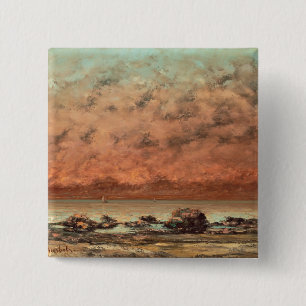 Badge Carré 5 Cm Les roches de noir chez Trouville, 1865 - 66