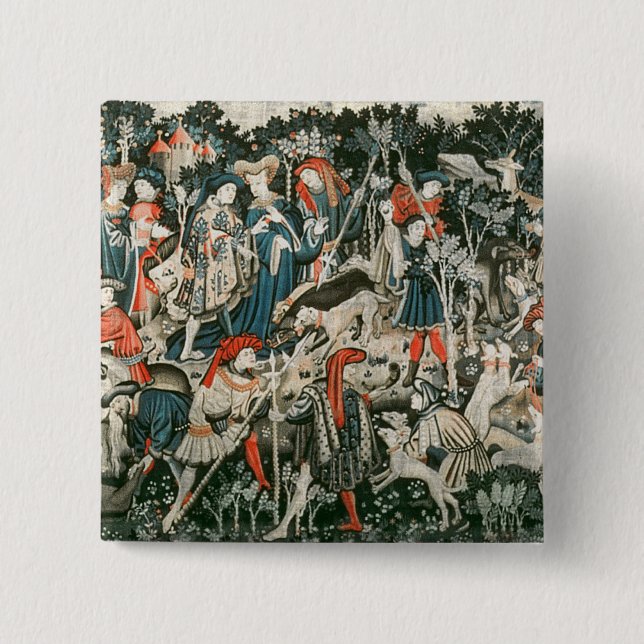 Badge Carré 5 Cm Les tapisseries de chasse de Devonshire (Devant)