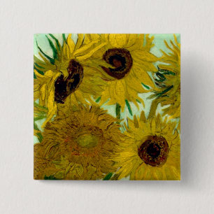 Badge Carré 5 Cm Les tournesols dans le Vase Van Gogh Art