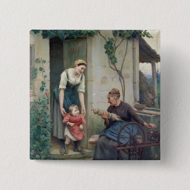 Badge Carré 5 Cm Les trois âges (Devant)