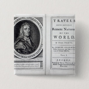Badge Carré 5 Cm Les "voyages de Gulliver" par Jonathan Swift, 1726
