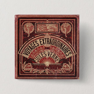 Badge Carré 5 Cm Les "VOYAGES EXTRAORDINAIRES " de Jules Verne