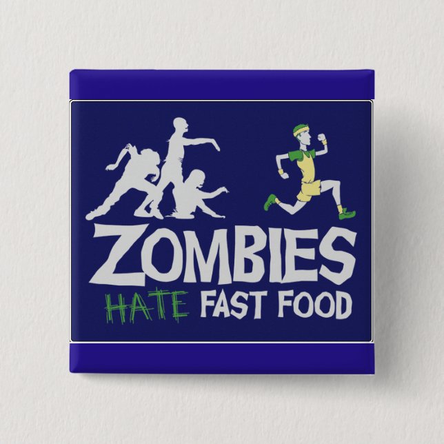 Badge Carré 5 Cm Les zombis détestent les aliments de préparation (Devant)